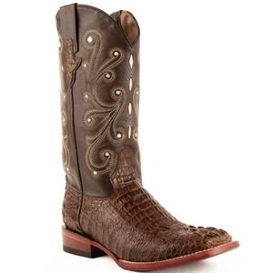 Ferrini Boots Mens Caiman Crocodile Print S-Toe Handcrafted Cowboy Western 8.5 D